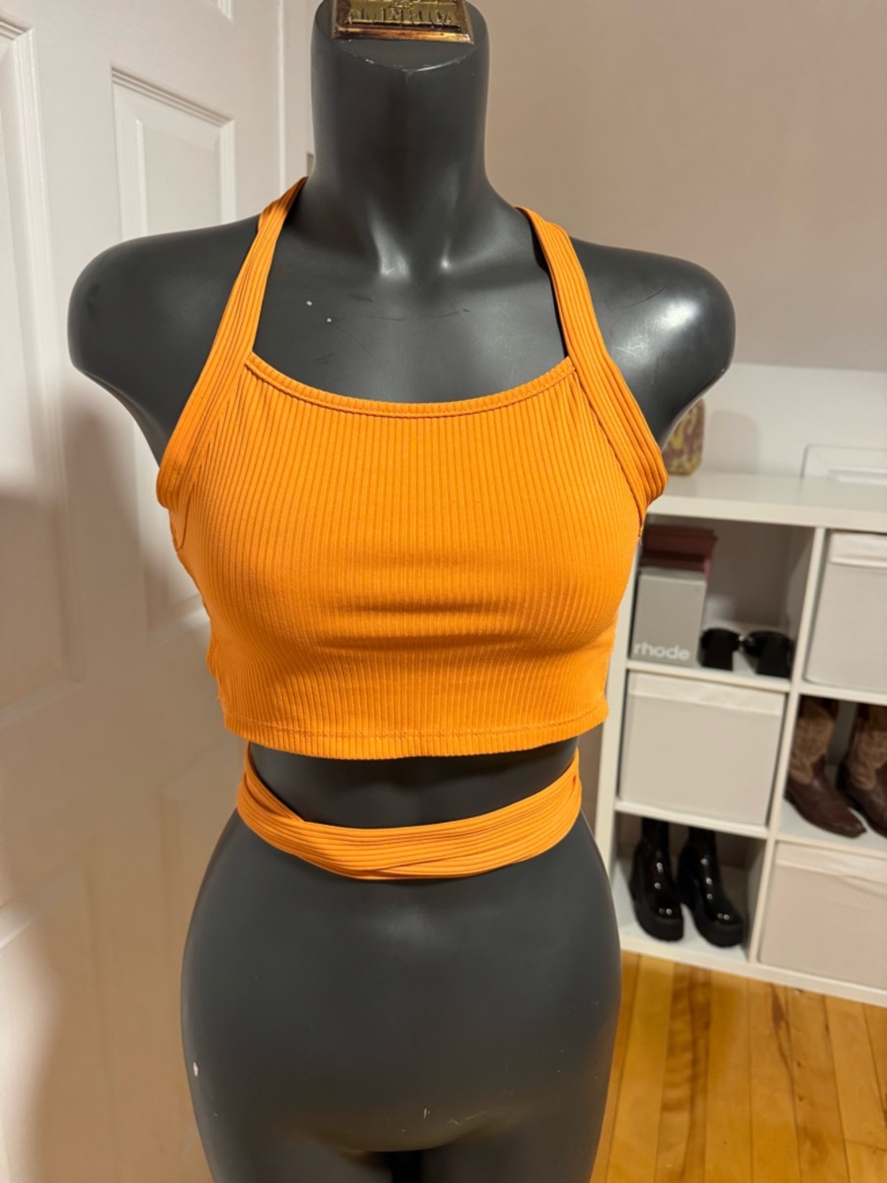 Women’s Ribbed Orange Crop Tank Top - Unbranded